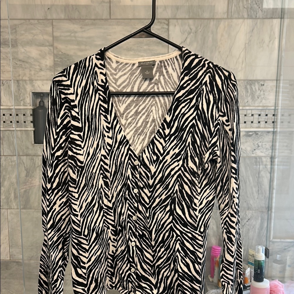 Banana Republic Black and White Zebra Print Women's Top